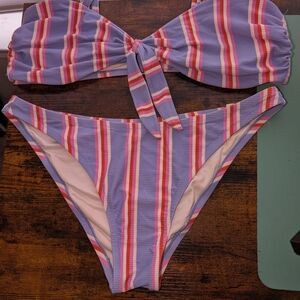 ⭐Striped Bikini Set Top= Size XL bottom= Size L